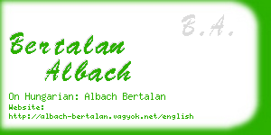 bertalan albach business card